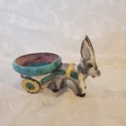 Vintage Italian Ceramic Figure  Hand-painted Donkey Pulling A Cart