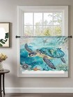 Teal Turtle Starfish Coral Ocean Sheer 52 w X 45 l  pack Of 1  Teal Brown