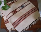 Southwestern Chimayo Woven Wool Fringed Runner Mat 14  X 29  Rust Teal