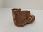 Vintage Folk Art Carved Wood Shoes With Laces