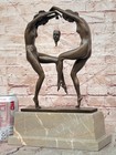 Art Decor Two Twin Sisters Maiden Hand Made Bronze Sculpture Marble Base Figure