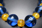 French Blue   Yellow Giant Glass Beaded Vintage Necklace