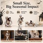 3 Pieces Halloween Skeleton Statue Halloween Skull Figurine Home Decor Reading S