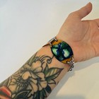 Vintage Enamel Copper Bracelet Artisan Boho Statement Jewelry Toggle Clasp Mcm