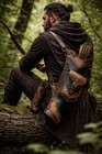 Handmade Leather Side Quiver With Pocket  Black Brown Archery Target Gear