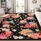 Large Boho Floral Area Rugs 8x10 Washable Rug 8 x10   Black Art D  cor
