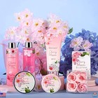 Cherry Blossom   Jasmine Bath Gift Set For Women - Spa Basket For Her