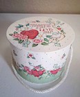 Vtg Mary Engelbreit 1999 Decorative Storage Round Box W lid   Rope Michel   Co