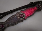 Western Horse Tack Pink With Purple Glitter Heavy Brown Leather