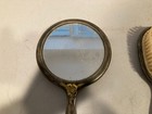 Vintage 3 Pc Vanity Set Hand Mirror Brush Comb Silver Plated Rose Scroll