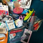 Huge Lot Sewing Notions Many Vintage Needles Tools Aids Elastics Buttons Threads