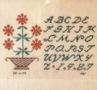 Finished Framed Vtg Cross Stitch Alphabet Sampler W Flowers 1987 11 25   8 75  