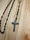 Vintage Black Bead Catholic Rosary Roma Italy