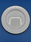 Vintage Falcon Enamelware Set 4 Plates White Black 9 5    Enamel Camping Country