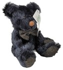 Super Rare New 9  First   Main Black Bear Plush Stuffed Animal Realistic Bow Tie