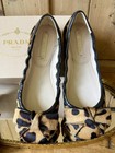 New Prada Vintage Leopard Bow Ballet Flats Shoes Womans Size 36 Us 6 Box Tags