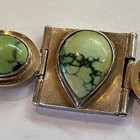 Vintage Sterling Silver Green Turquoise Panel Bracelet 8 - 60 Grams