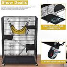 48  Cat Cage Crate Kennel Playpen Large 3-tier Metal Wire Pet Cat Cages W wheels