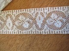 Antique Handmade Bobbin Lace Trim Fine Clover Leaf Insertion Straight Edging 35 