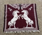 Poncho-serape- Gab  n Handmade Mexico Wool  Reversible Horse-mexican Emblem 