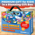 Quokka Giant Puzzles For Kids Ages 4-6 - 48 Piece Round Puzzles Animals