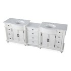 90 25  Carrara White Marble Stone Top Double Sink Bathroom Vanity Cabinet