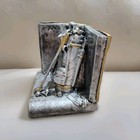 Vintage Golf Bookend Metal Silver Gold Tone Golf Bag Clubs- Only 1 Bookend