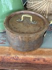 Vintage Heavy Copper Made In Italy 1 Qt Sauce Pan W lid   Brass Handles 5 d 10 l