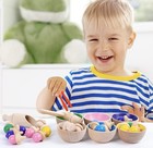 Biottro Montessori Wooden Acorn Sorting Toy     Toddler Learning Set  ages 3  