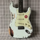 Electric Guitar  Aged Light Green Sss Pickups Tremolo Bridge Fast Delivery