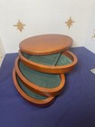 Vintage Wooden 3-tier Organizer Jewelry Box - Round Swivel Compartments Antique 