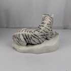 Vintage White Tiger On Rock Wax Candle Figurine Blue Eyes Unused Signed 7 5 