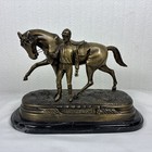 Bronze Statue Vintage Delaware Park Horse Racing Marble Base Rare Collectible