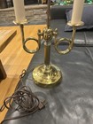 Vintage French Brass Bouillotte Desk Lamp 22     Dual Horn