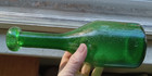 Pretty Emerald Green Free Blown Long Neck Liquor Bottle Pontil Applied Blob Lip