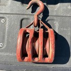 Antique Large Wooden Nautical Ships Pulley   Marine Hoist Hook   Beach Decor Nj