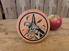 Vintage Halloween Witch Noisemaker Tin Litho Owl Bats U s  Metal Toy