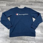 Champion Crew Neck Pullover Dark Blue Activewear Sweatshirt Boy s Size L
