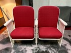 2 Theater Seats  Vintage Red Upholstered Tip-up Cinema Auditorium Seating  A7