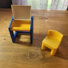 Little Tikes Vintage Dollhouse Furniture Art Desk W  Chair Blue Yellow   White