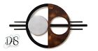 Geometric Abstract Wood Metal Wall Sculpture  Contemporary Brown Wall Art 43x22