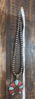 Silver-tone Beaded Necklace W  Turquoise   Red Stone Cluster Pendant