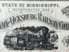 Antique Stock Certificate Alabama Vicksburg Railway Company 1916 Three Shares