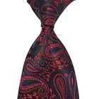 New Classic Paisley Red Dark Blue Jacquard Woven Silk Men s Tie Necktie