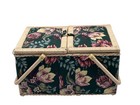 Vintage Azar Industries Large Sewing Basket Organizer Double Lid Floral Craft