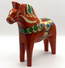 Vintage Swedish Dala Horse Hand Carved Painted Wood Dalahast Made In Sweden