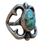 Vintage Native American Navajo Sterling Silver Turquoise Sandcast Ring Size 8 25