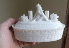 1899 Uncle Sam On Battleship Milkglass Covered Mustard Dish Flaccus Bros Nice