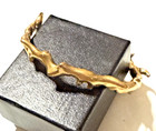 Vintage Lucky Brand Cast Brass Bangle Bracelet Abstract Gold Tone 8   
