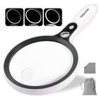 Large Led Magnifying Glass 10x 20x 45x - Handheld Lighted Magnifier For Reading 